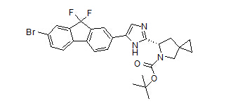 (S)-5 -叔丁氧羰基-6-(5 - (7 - 溴-9,9-二氟-9H-芴-2-基)-1H-咪唑-2-基)-5-氮杂螺[2.4]庚烷.jpg